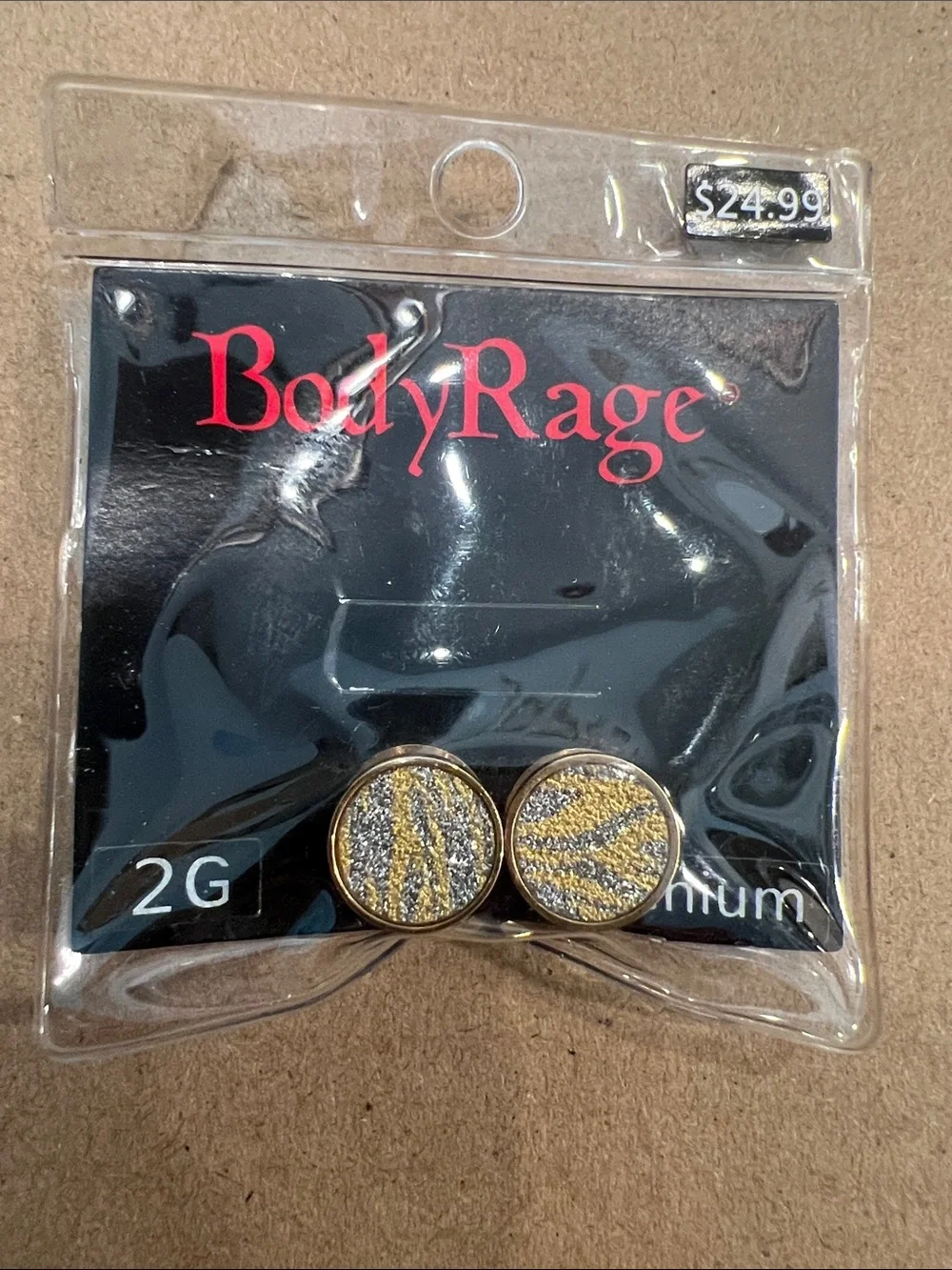 Body Rage Yellow Zebra Cuff Links - Metallic Silver Accent